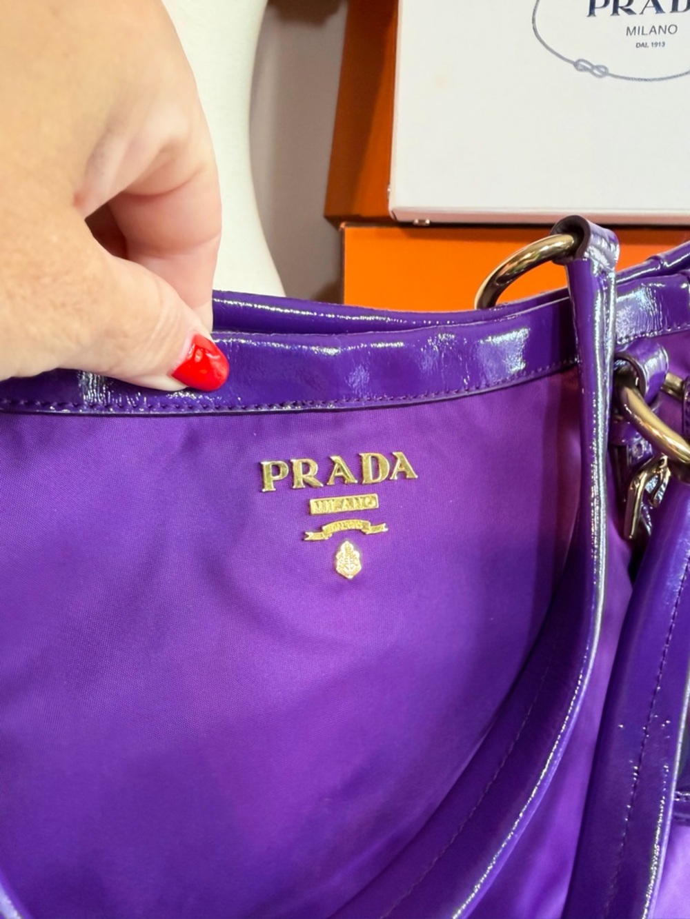 Prada Purple Nylon Shoulder Bag with Gold Hardware! Offers always welcome! - Picture 2 of 15